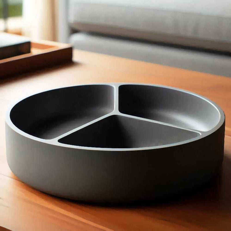 Tarjoiluastia jakajilla - Kolmilokero Tarjotin 20 x 6,5 cm modernilla muotoilulla, täydellinen naposteltaville tai säilytykseen olohuoneessa.