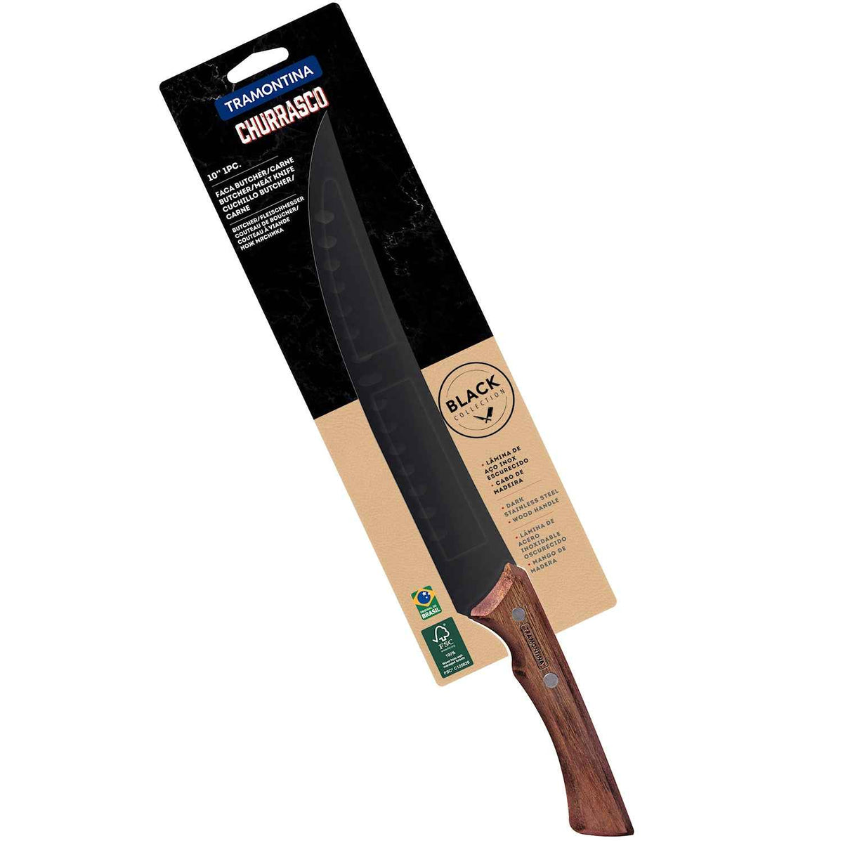 Tramontina Black lihaveitsi pakkauksessa, 25 cm