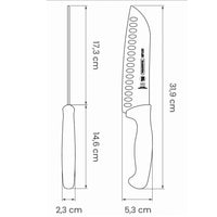Tramontina Santokuveitsi mitat, ovaalihiottu terä