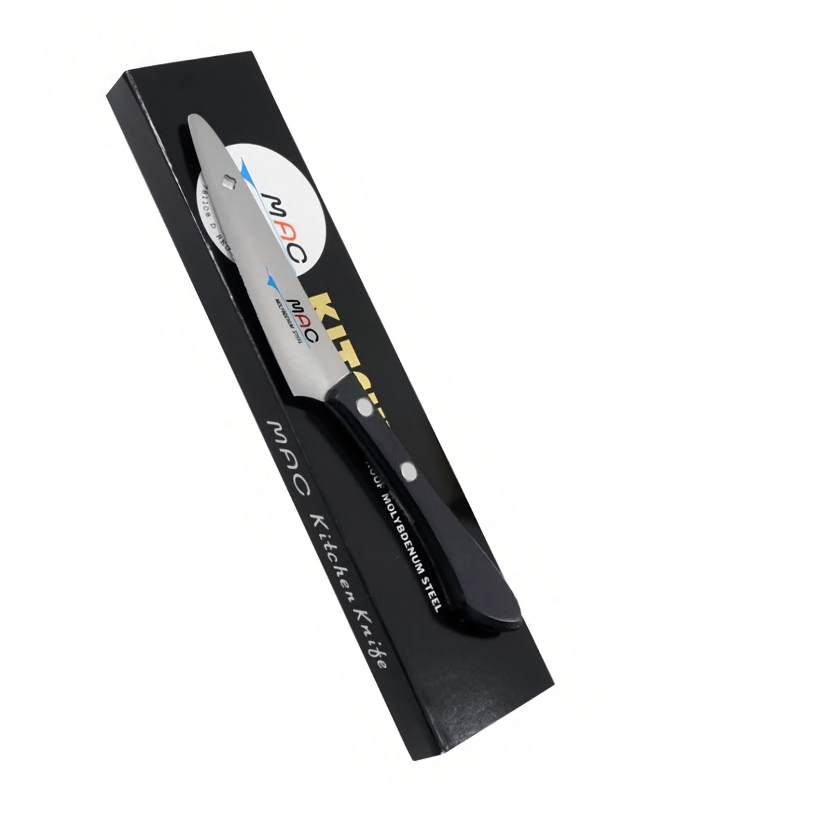 MAC Kuorimaveitsi 10 cm myyntipakkauksessa. Erinomainen valinta keittiövälineisiin, Made in Japan -laadulla.