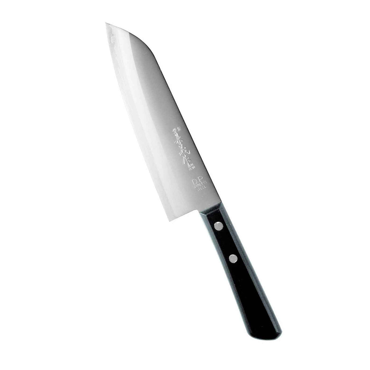 Kaneyoshi santokuveitsi 16,5 cm, VG5 hiiliteräksen ydin, kolmikerrosrakenne, musta pakkapuu-kahva, japanilainen santoku-keittiöveitsi