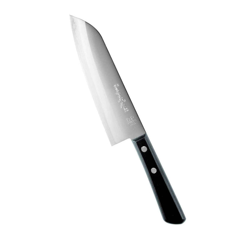 Kaneyoshi santokuveitsi 16,5 cm, VG5 hiiliteräksen ydin, kolmikerrosrakenne, musta pakkapuu-kahva, japanilainen santoku-keittiöveitsi