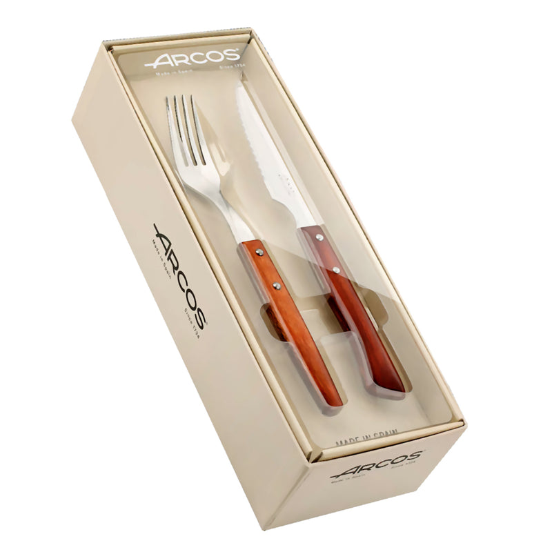 Arcos Pihviaterinsarja – 12 osaa, Puukahvaiset Veitset lahjapakkauksessa. Tyylikäs keittiövaruste ruokailuun ja lahjaksi.
