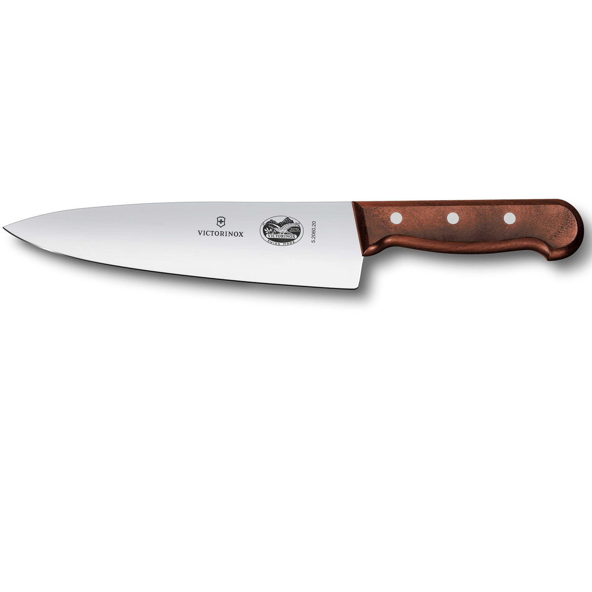 Victorinox Puukahva Kokkiveitsi - Tyylikäs kokkiveitsi 20cm, ruostumattomasta teräksestä valmistettu terä ja kolmen niitin puukahva.