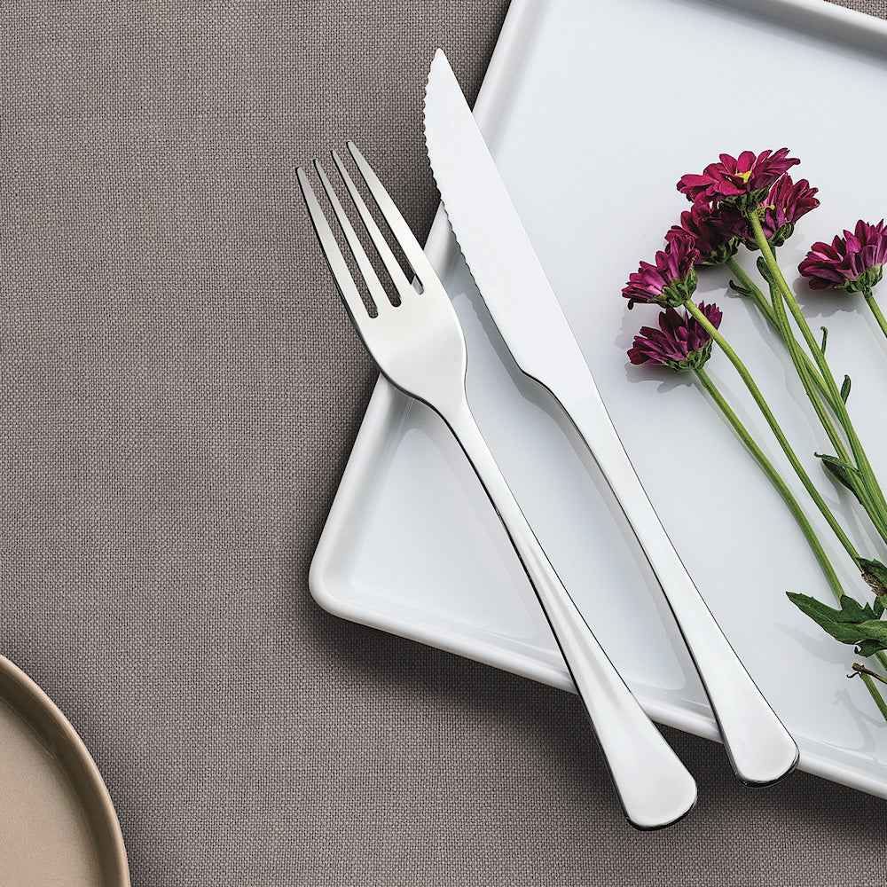 Tramontina Havana haarukka ja veitsi lautasella