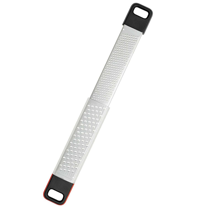 Cuisipro SGT Deluxe Dual Raastin, kaksipuolinen teräsraastin ergonomisilla kahvoilla, keittiöväline juuston ja sitrushedelmien raastamiseen.