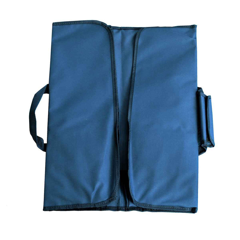 Giesser 8294 veitsilaukku 12 veitselle, taitettuna ja suljettuna, kestävä sininen nailonkangas keittiötyökalujen säilytykseen