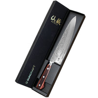 Suncraft Senzo Damascus Universal Kokkiveitsi 21 cm lahjapakkauksessa, täydellinen premium-veitsi keittiöön tai lahjaksi.