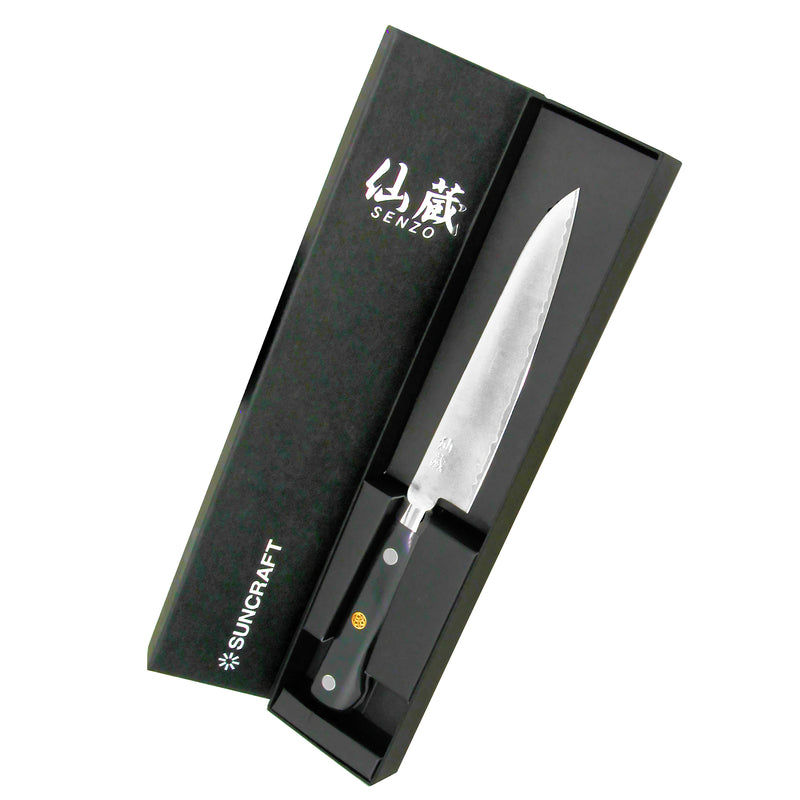 Suncraft Senzo Pro Vihannesveitsi 13,5 cm lahjapakkauksessa, täydellinen premium-veitsi keittiöön tai lahjaksi.