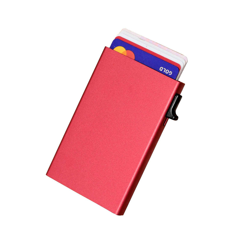 Punainen korttilompakko, kortit näkyvissä