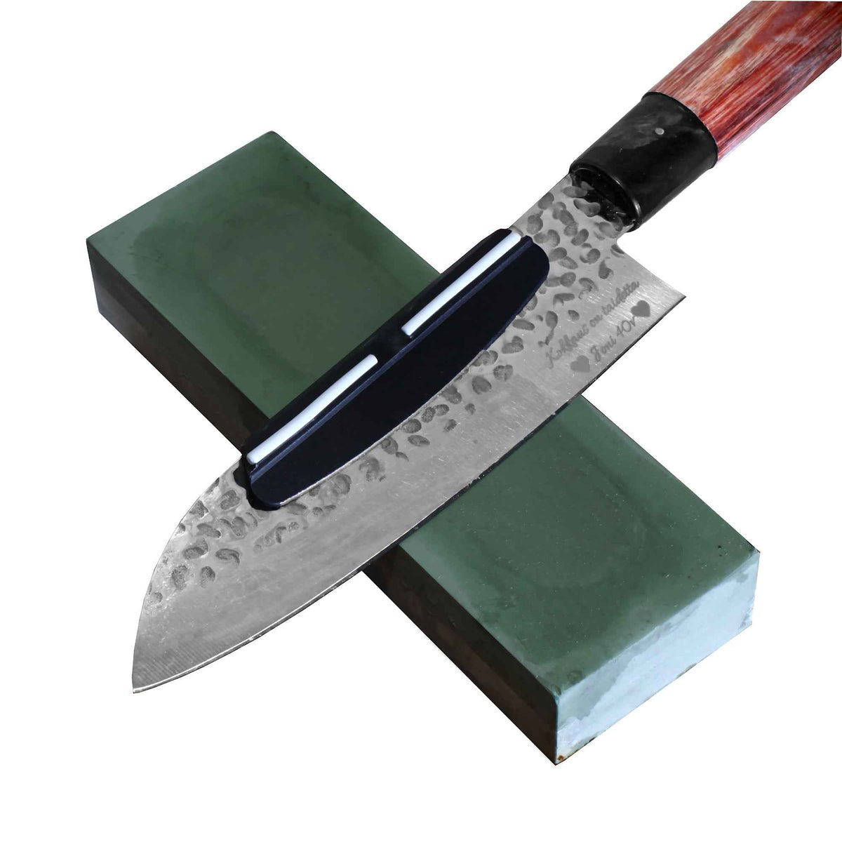 Veitsikauppa Kulmaohjuri - Teroituskulmaohjain vesihiomakivelle japanilaisessa veitsessä, takaa tarkan 15 asteen teroituskulman