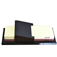 Kaksipuolinen Veitsikauppa Teroituskivi 2000 ja 5000 grit alustalla, mukana 15° ja 20° kulmaohjaimet veitsien teroitukseen