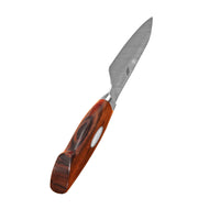 Xinzuo Minisantokuveitsi 14 cm, sivuprofiili korostaa Damaskus-terän kuviointia ja ergonomista kahvaa