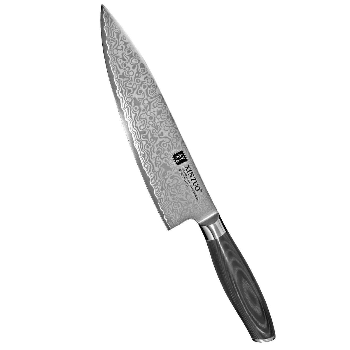 Xinzuo Ya Kokkiveitsi - Damascus keittiöveitsi 67-kerroksisella terällä ja ergonomisella pakkawu-kahvalla, täydellinen ammattikäyttöön.