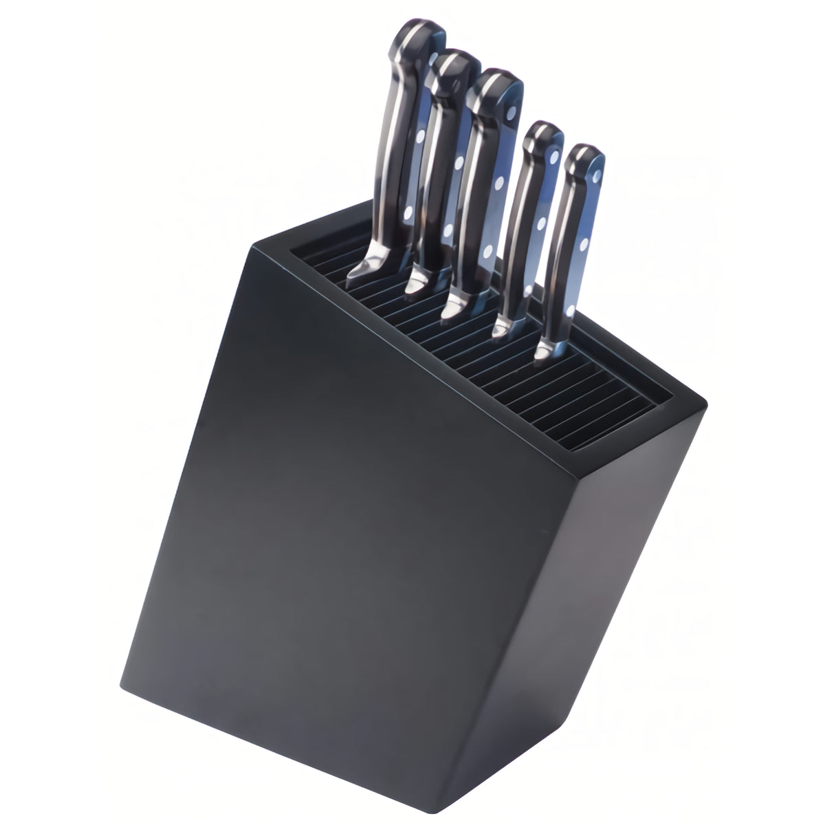 Grunwerg Veitsitukki Musta Vino – tyylikäs ja tilava veitsien säilytysratkaisu, jossa jopa 8 veistä, terille max 25 cm.