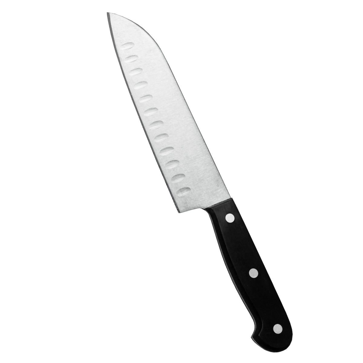 Arcos Santoku Ovaalihiottu, 17 cm - Laatuveitsi Ammattilaisille, ergonominen Santoku-veitsi ovaalihiotulla terällä ja kolmella niitillä.