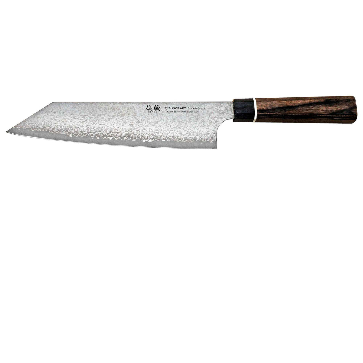 Suncraft Senzo Damascus Kiritsuke veitsi, 20 cm VG10-terällä ja pakkapuu-kahvalla. Japanilainen kokkiveitsi tarkkaan leikkaamiseen.