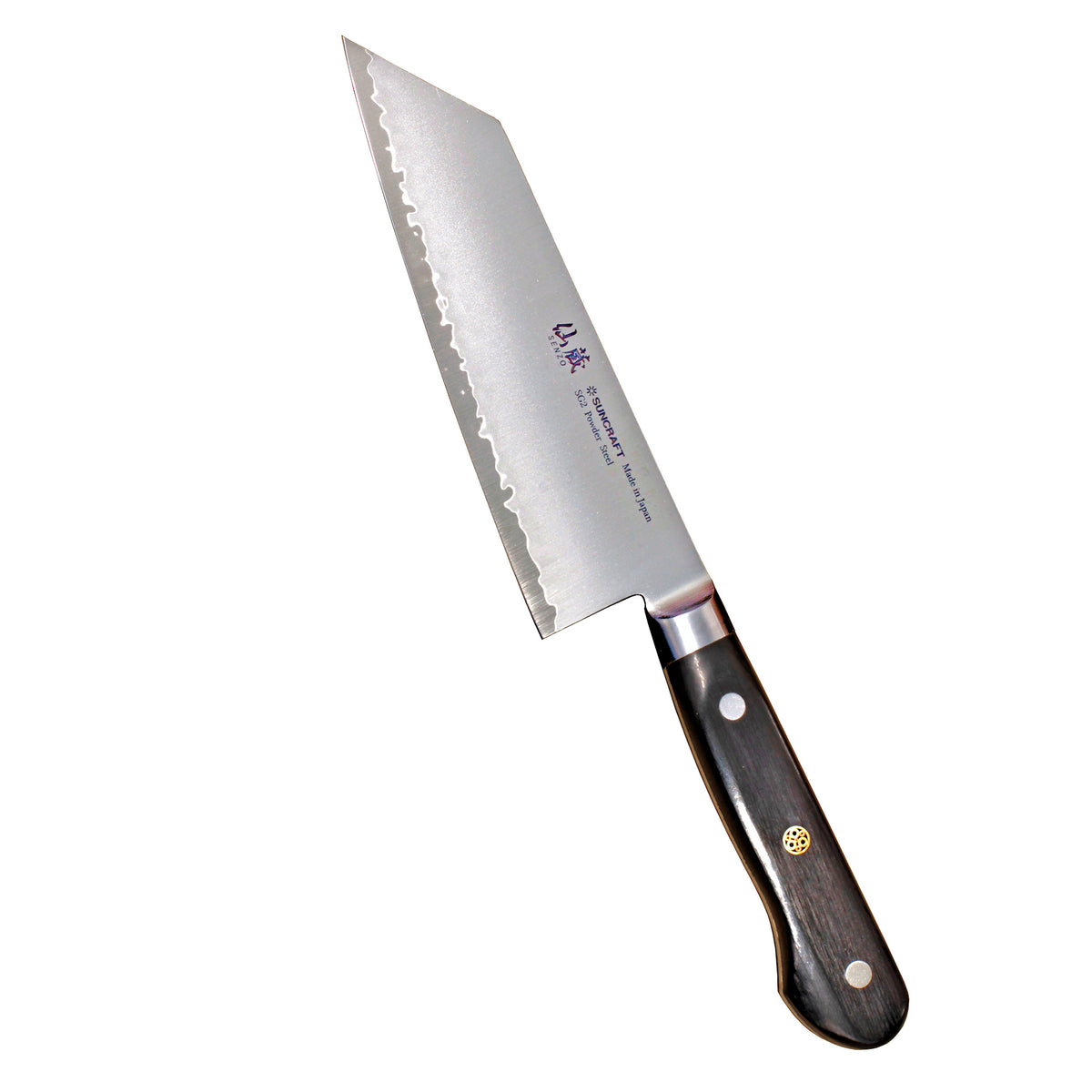 Suncraft Senzo Pro Kiritsuke - Japanilainen huippuveitsi, 16,5 cm terä, mustalla kahvalla, ammattikäyttöön keittiössä.