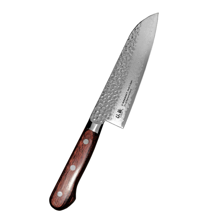 Suncraft Senzo Damascus Santoku - Japanilainen Taideteos, 16,5 cm kokkiveitsi damascus-teräksellä ja puukahvalla, täydellinen keittiöväline.