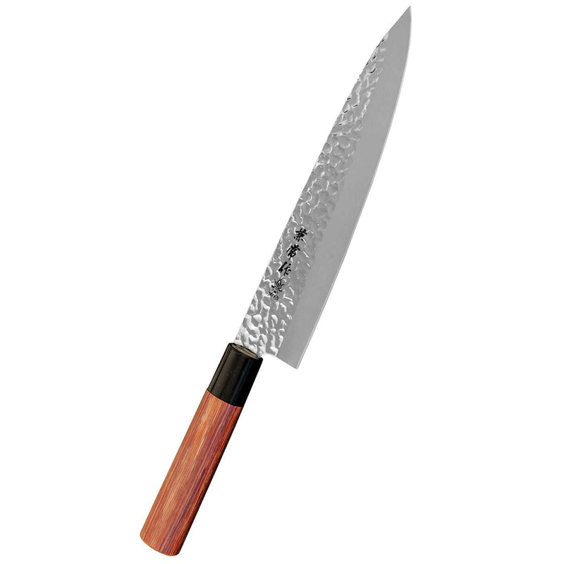 Kanetsune Seki Kokkiveitsi 21 cm - Laadukas Japanilainen Veitsi, taottu Tsuchime-kuvioitu terä ja puinen kahva, keittiöveitsi ammattilaisille.