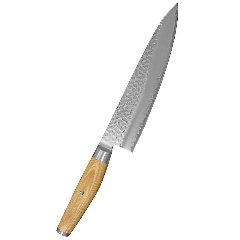 Yaxell Ketu kokkiveitsi - rajoitettu erä, 20 cm terä, 3-kerroksinen SG2-teräs ja vaalea puukahva, japanilainen huippuluokan keittiöveitsi.