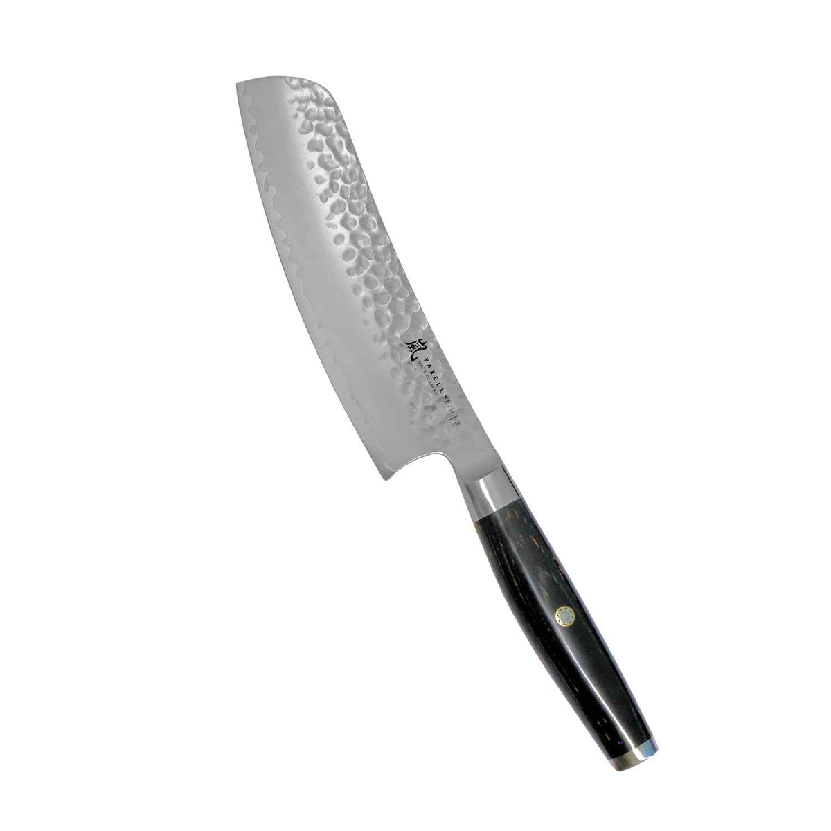 Yaxell Ketu minikonata kokkiveitsi 14,5 cm, kuvioitu terä, musta kahva