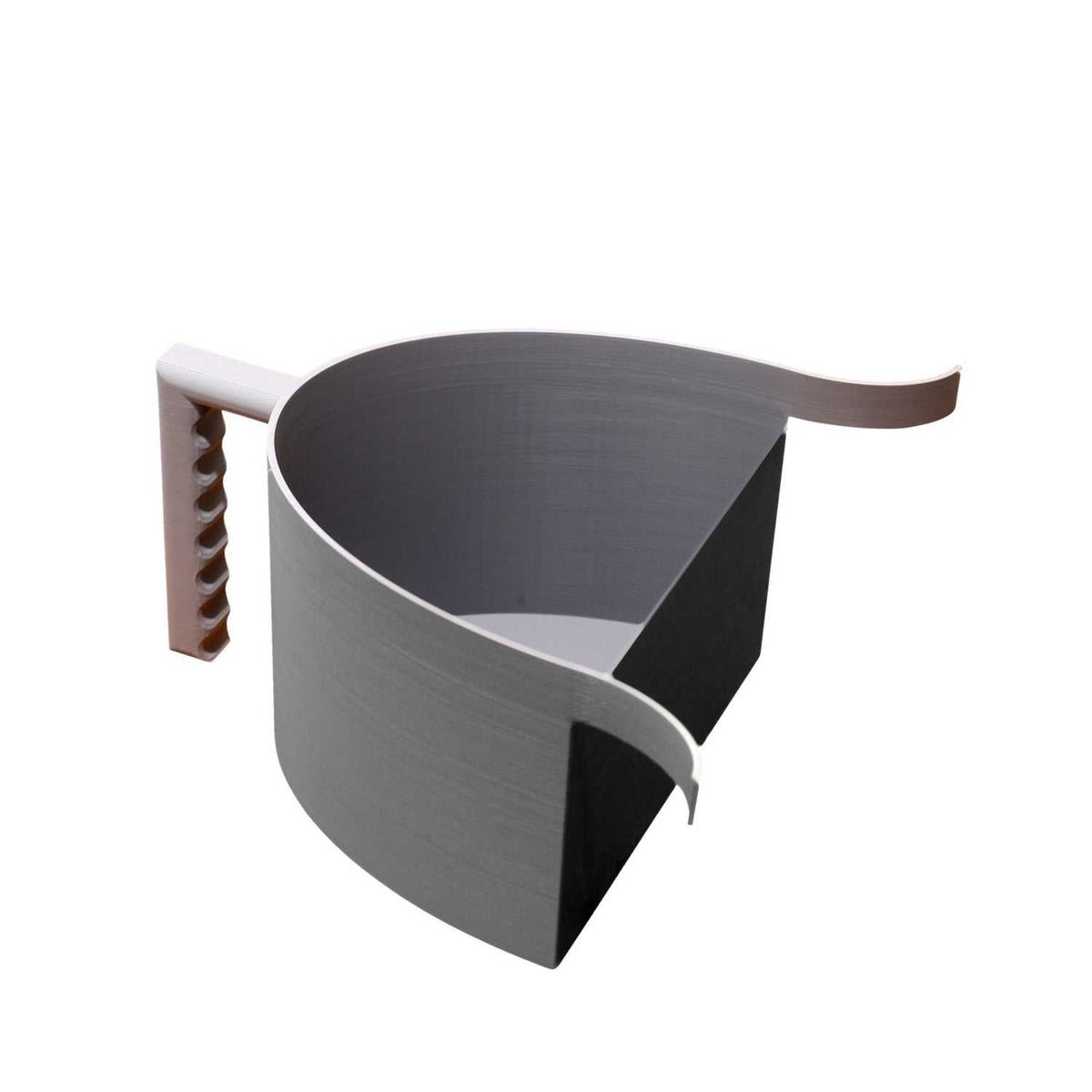 Pöytäroska-astia MINI harmaana, kompakti ja ergonominen keittiöväline murujen ja jätteiden helppoon keräämiseen työtasolta.