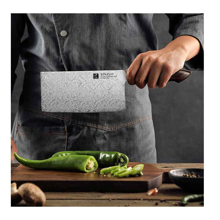 Xinzuo Jiang Damascus Kiinalainen Kokkiveitsi, 18 cm