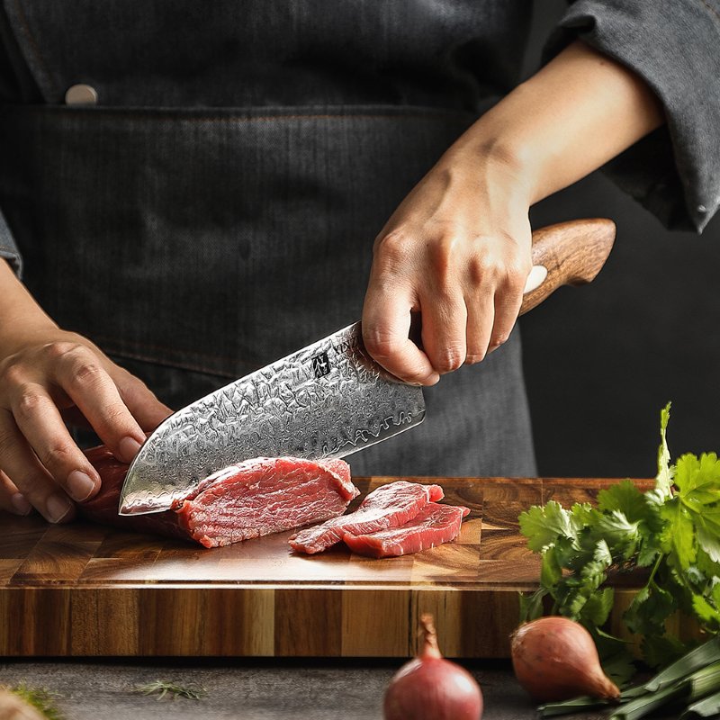 Xinzuo Jiang Damascus Santoku, 18 cm