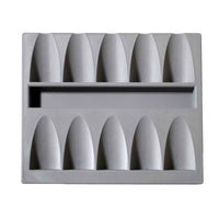 Tyhjä harmaa Maustepurkkiteline vetolaatikkoon - 10 paikkaa, 3D-tulostettu säilytysratkaisu keittiön maustepurkeille.