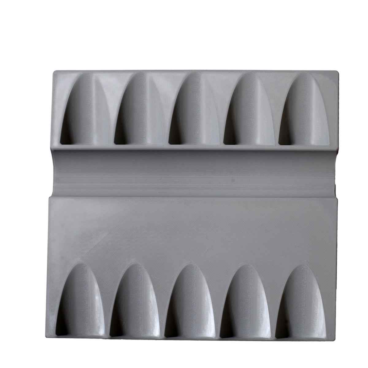 Maustepurkkiteline vetolaatikkoon – 12 paikkaa, harmaa 3D-tulostettu säilytysratkaisu keittiöön, ympäristöystävällinen ja helppo puhdistaa.