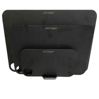 Veitsikauppa PK-3 teline käytössä, kolme erikokoista puukuituleikkuulautaa pystyasennossa kuivumista varten.