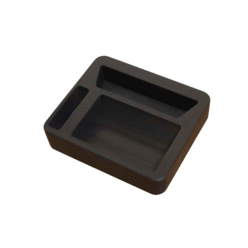 Rolling sharpener telineessä on paikat teroittimelle, kulmaohjaimejje ja teroituskikolle.