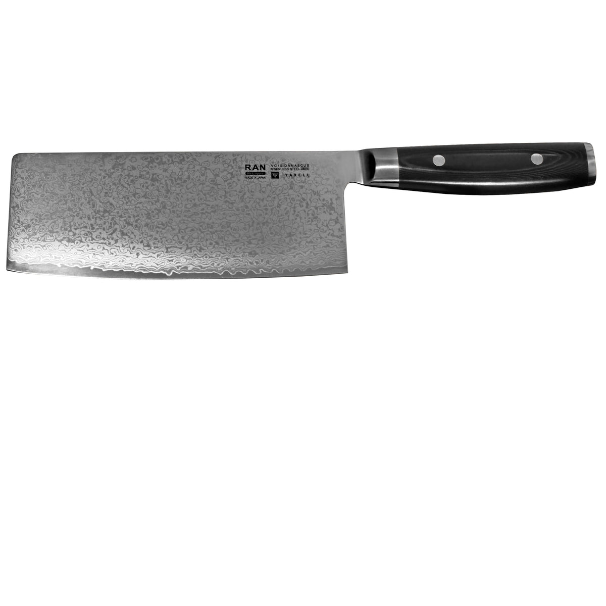 Yaxell Ran kiinalainen kokkiveitsi 18 cm damaskiterä musta kahva