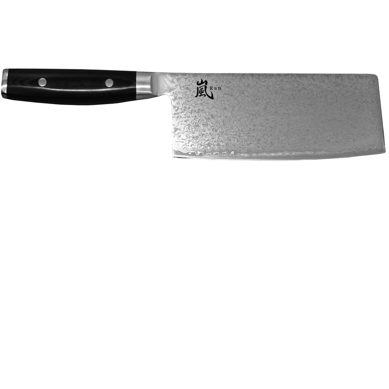 Yaxell Ran kiinalainen kokkiveitsi 18 cm terävä damaskiterä musta kahva