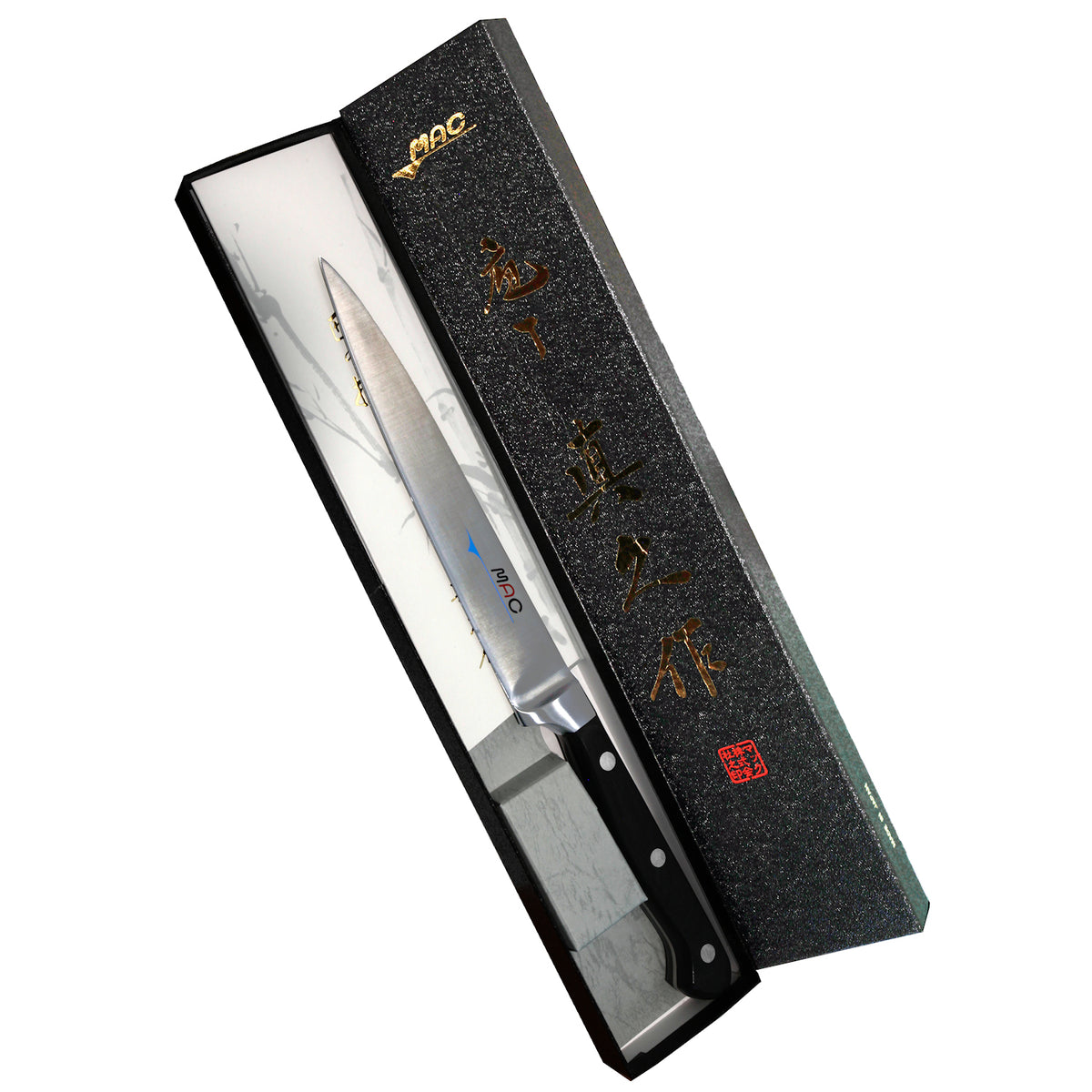 MAC SO-70 fileointiveitsi 17.5 cm lahjapakkauksessa, japanilainen laatuveitsi kalan ja vihannesten viipalointiin