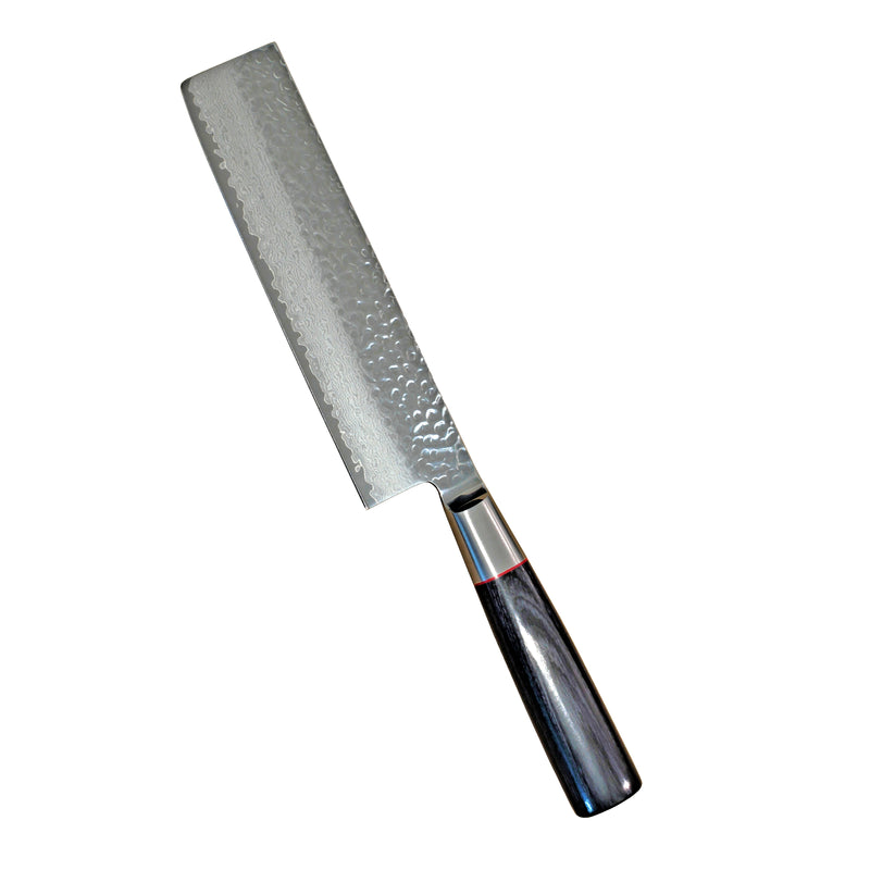 Suncraft Senzo Damascus Nakiri-veitsi, 16,7 cm. Japanilainen VG10-teräs ja ainutlaatuinen vasaroitu terä.