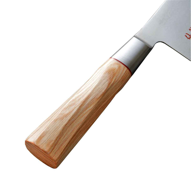 Suncraft Twisted Octagon -veitsen ergonominen kahva, valmistettu laadukkaasta puusta, joka tarjoaa mukavan otteen ja tyylikkään ulkonäön.