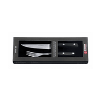 Giesser Pihviveitsisarja - Tyylikäs ja Kestävä 2-osainen Setti mustassa lahjarasiassa, ergonomiset palisanteri-puukahvat ja terävät terät.