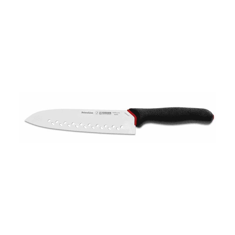 Giesser PrimeLine Santoku veitsi 19 cm, Rockwell C57 kovuus, suunniteltu tarkkaan ja tehokkaaseen ruoanvalmistukseen keittiössä.