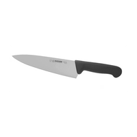 Giesser Kokkiveitsi - Leveä Terä | Useita Kokoja, mustalla kahvalla. Ammattikäyttöön suunniteltu länsimaalainen kokkiveitsi keittiöön.