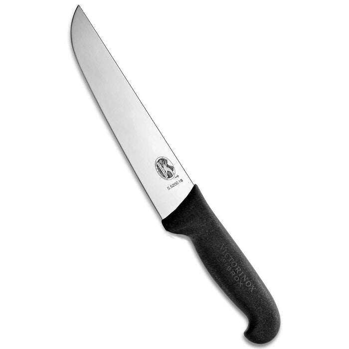 Victorinox Fibrox Paloitteluveitsi 18cm - Ergonominen terä ja leveä lihanleikkuuterä, sopii riistankäsittelyyn ja ammattikäyttöön.