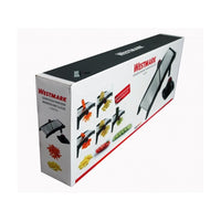 Westmark Mandoliini Musta myyntipakkaus, sisältää kuvia viipalointivaihtoehdoista ja tuotetiedot keittiövälinekategoriassa.