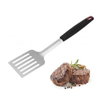 Westmark grillilasta 43x8,8 cm ruostumatonta terästä, vierekkäin grillattujen pihvien kanssa keittiövälinekategoriassa.