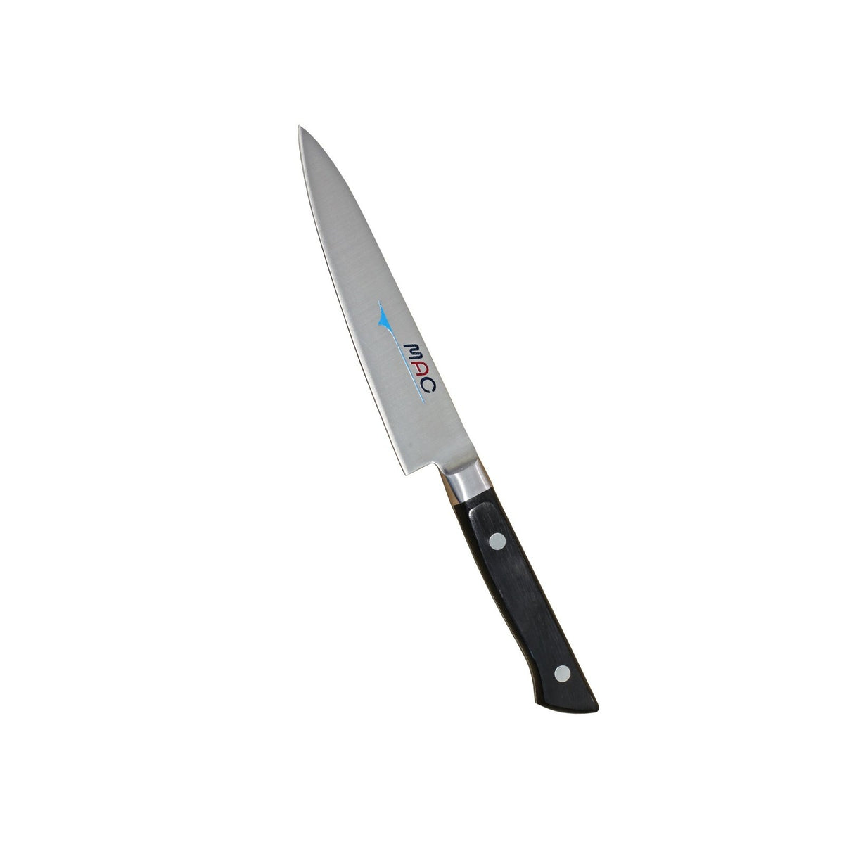 MAC Vihannesveitsi PKF-50 - 12 cm, teräväkärkinen Made in Japan -veitsi vihannesten kuorintaan ja viipalointiin, musta kahva