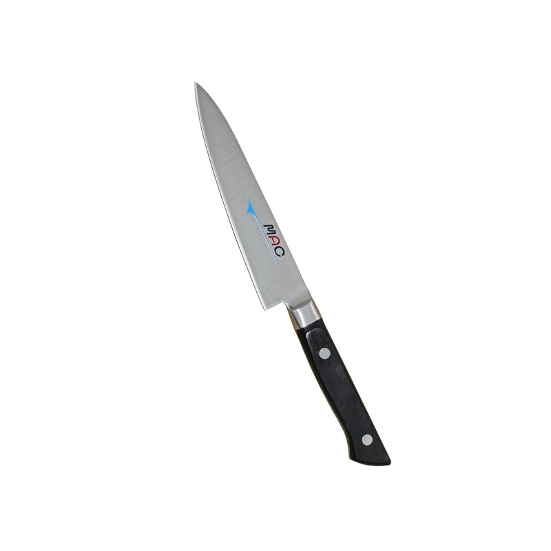 MAC Vihannesveitsi PKF-50 - 12 cm, teräväkärkinen Made in Japan -veitsi vihannesten kuorintaan ja viipalointiin, musta kahva