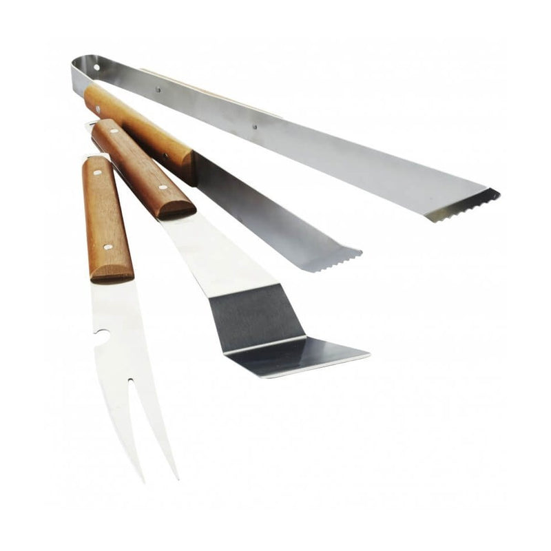 Grillivälineet setti 3-osaa - Point Virgule sisältää lastan, haarukan ja pihdit puisilla kahvoilla. Laadukkaat keittiövälineet grillaamiseen.