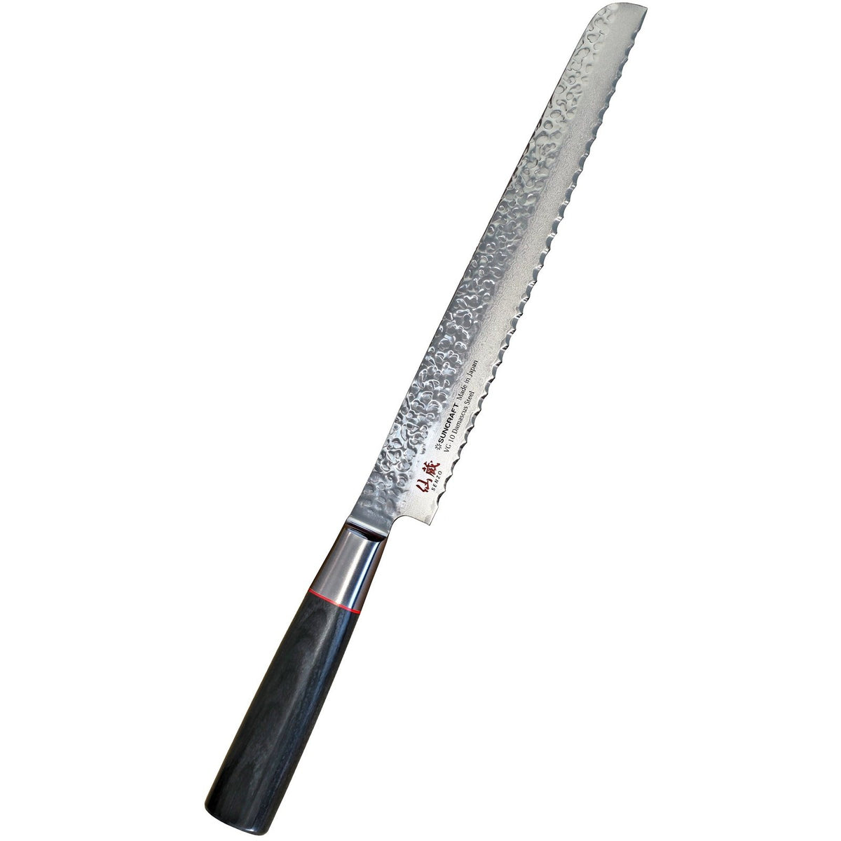Suncraft Senzo leipäveitsi, 22 cm, 33-kerroksinen Damascus-terä, mustanruskea pakkapuu kahva, Japanilainen laatu.