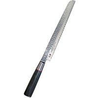 Suncraft Senzo leipäveitsi, 22 cm, 33-kerroksinen Damascus-terä, mustanruskea pakkapuu kahva, Japanilainen laatu.