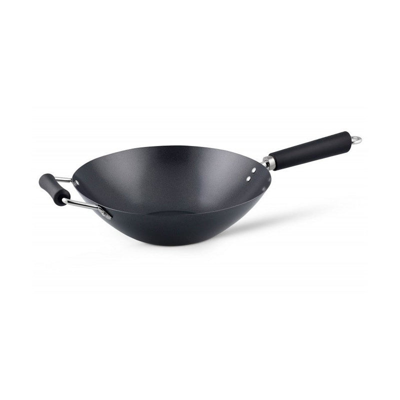 Ken Hom Non-stick Wok 31 cm - Kestävä hiiliteräswok, joka kestää korkeita lämpötiloja. Sopii induktio-, kaasu- ja sähköliesille.